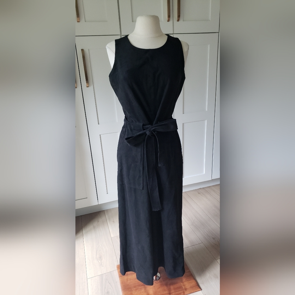 Banana Republic Jumpsuit Womens 8 Black Velvet Sleeveless Wide Leg Belted
